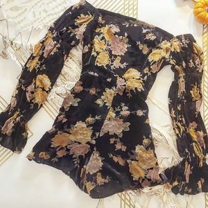 Floral velvet romper